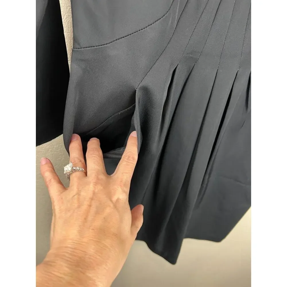 Reiss Sheath‎ Dress Pleated Front Black Pockets 6 Career Work Funeral